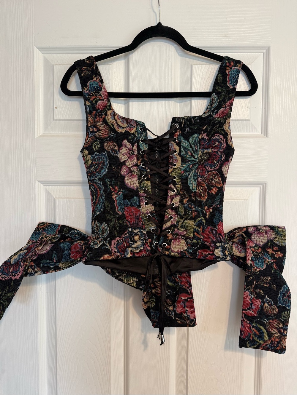 AKIRA Pretty Little Lady Floral Brocade Corset Top with Bows - Size Small - Picture 6 of 8